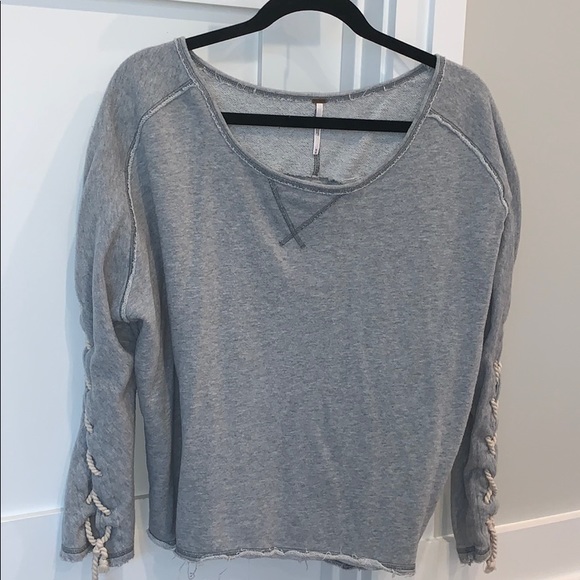 Free People Lace up Detail sweatshirt SZ M - Picture 2 of 6